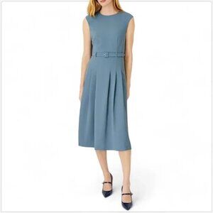 NWT- Ann Taylor- The Pleated Belted Crew Neck Dress- Size 6